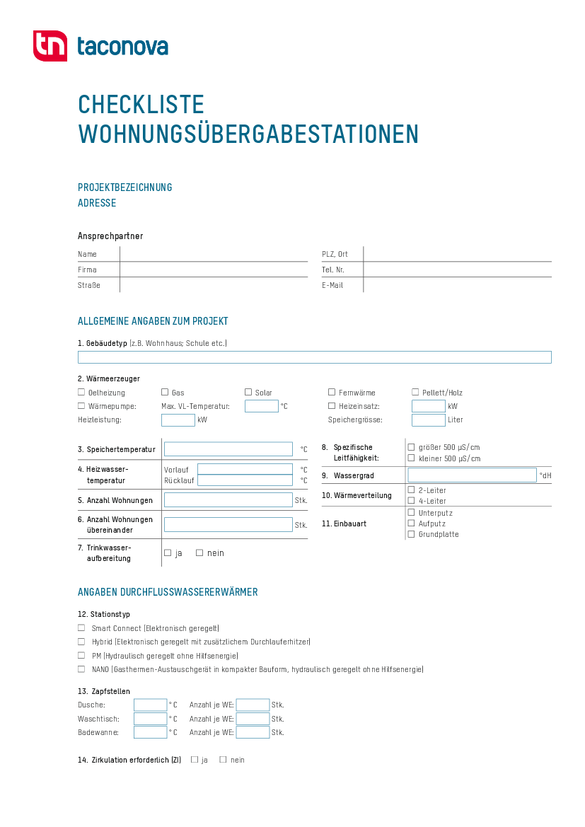 Checkliste Wohnungsübergabestationen